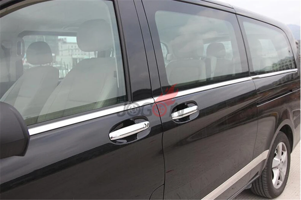 Накладка на нижний порог для окна автомобиля для Mercedes-Benz Vito W447- удлиненная база S. Сталь 8 шт