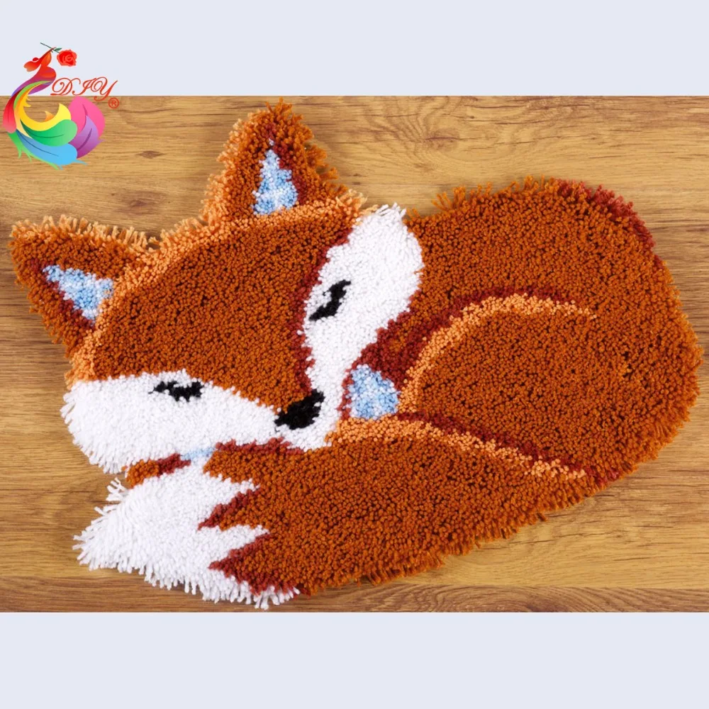 

Sleeping Fox Latch hook rug kits crochet hooks Carpet embroidery Stitch threads Set for embroidery hobby craft embroidery diy