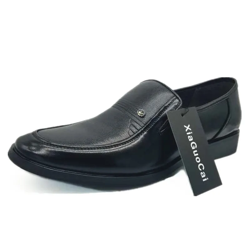 Классические Мужские модельные туфли в деловом стиле, модные кожаные туфли для папы, без шнуровки, с квадратным носком, черного цвета