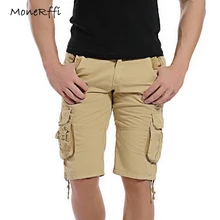 MoneRffi для мужчин камуфляж Cargo Короткие штаны повседневные шорты летние мешковатые карманы с штаны на молнии уличная бермуды Masculina
