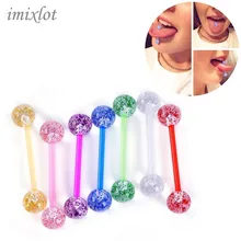 Беруши цепь тела 1 шт акриловый язык пирсинг кольцо для сосков штанга пирсинг ювелирные изделия Percing светящиеся шпильки