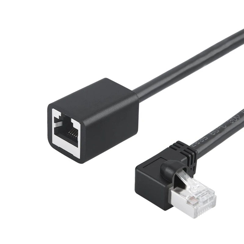

Cat6 Shielded Extension Cable Male/Female Left Angle, FTP Cat6 Ethernet Cord Patch Cable,Gold Plated Contact, 0.5m(1.64FT) Black