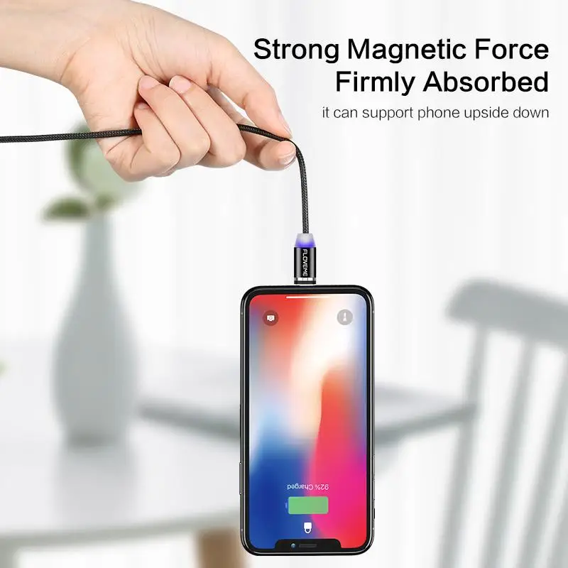 Магнитный светящийся кабель FLOVEME для Apple iPhone X 8 Micro USB Xiaomi C Type Samsung Galaxy S9 зарядное