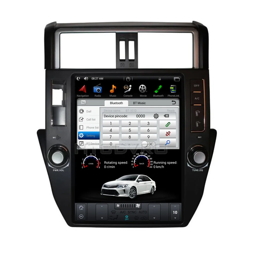 Sale YMODVHT 12.1inch Telsa Vertical Screen Quad Core Android 7.1 2GB RAM Car DVD GPS for Toyota Prado/LC150/Prado150 2010-2013 2014- 13