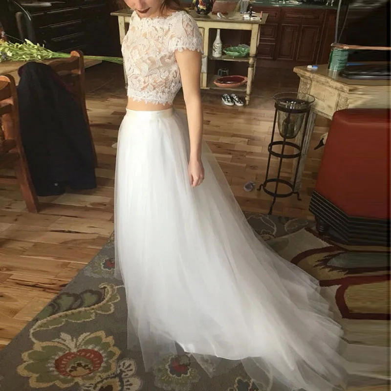 Белая Длинная свадебная фатиновая юбка с коротким шлейфом, изготовленная на заказ, длина до пола, молния, талия, тюль, свадебные юбки невесты, юбка макси Saia - Цвет: Белый