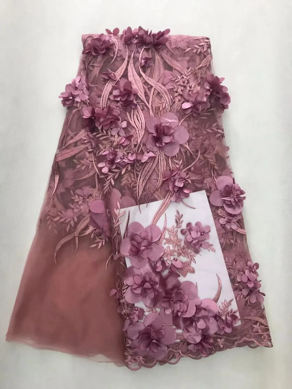 

French lace fabric 5yds/pce by dhl 3d petals beads fabrics for women luxury lagos party nigerian wedding asoebi dress 2019