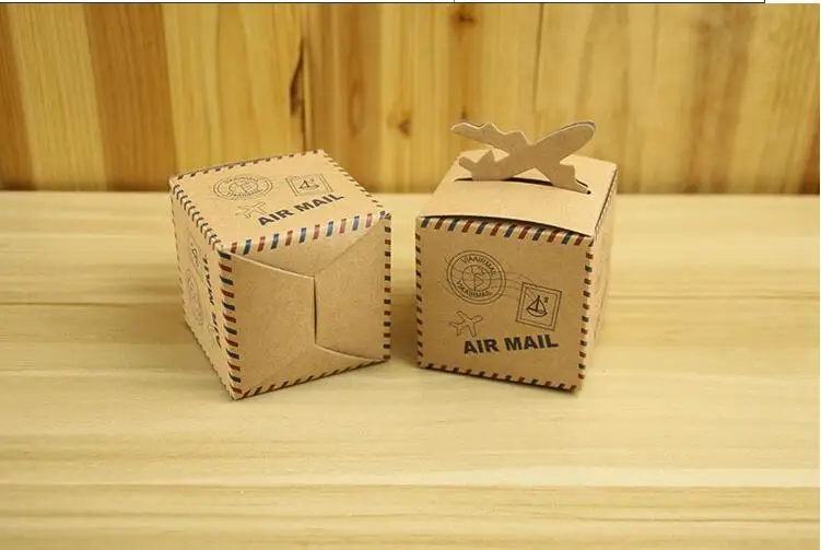 Creative Vintage Aircraft Kraft Paper Candy Boxes Wedding Party Supplies Baby Shower Favors Favour Air MaiCandy Box Gift Bag