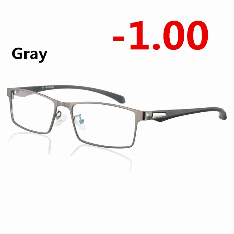 Полная оправа солнцезащитные фотохромные очки для близорукости оптические мужские Студенческие очки для близорукости очки по рецепту оправа-1,0-4,0 - Цвет оправы: gray -1.00