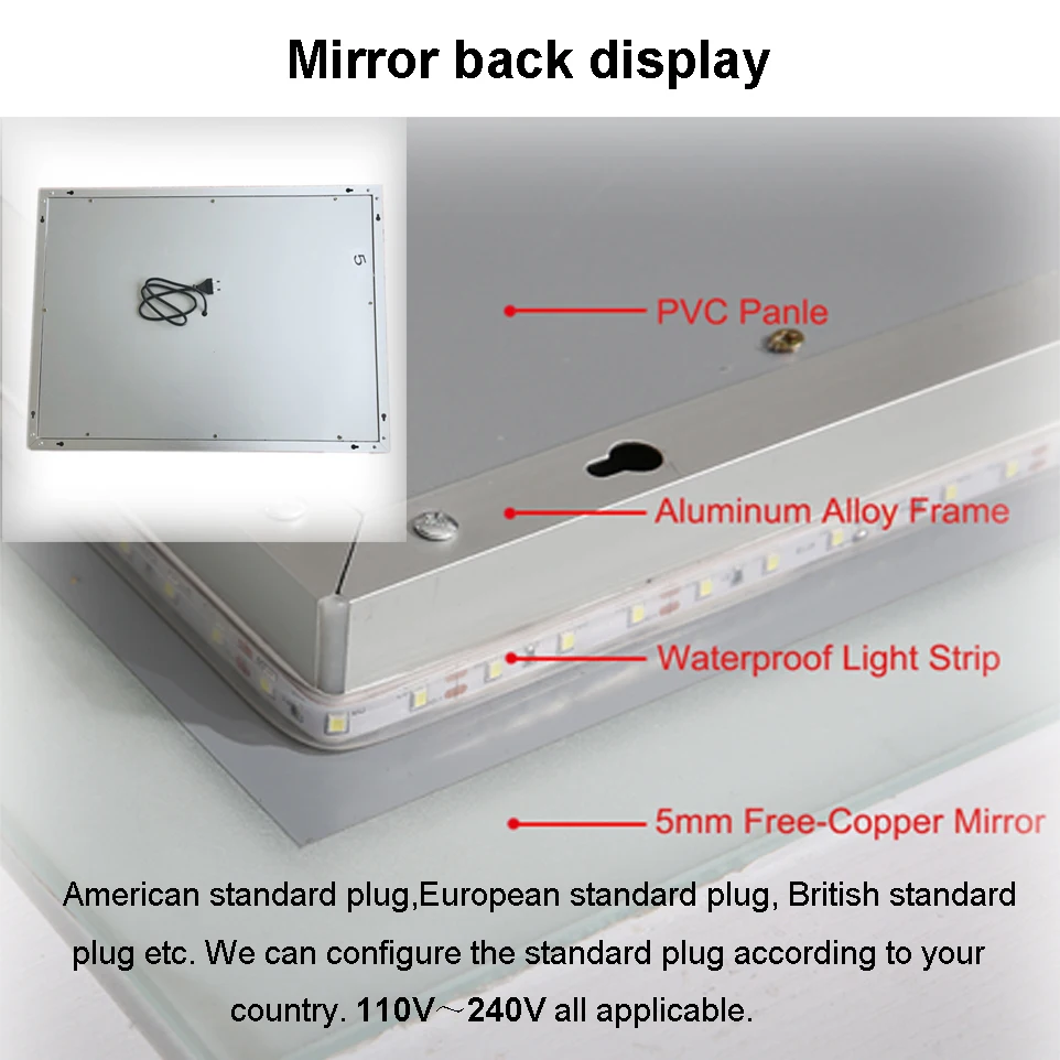 Заказной размер с подсветкой смарт-зеркало светодиодный Bluetooth зеркало для ванной с подсветкой Defogger для ванной зеркало для макияжа 2G8204