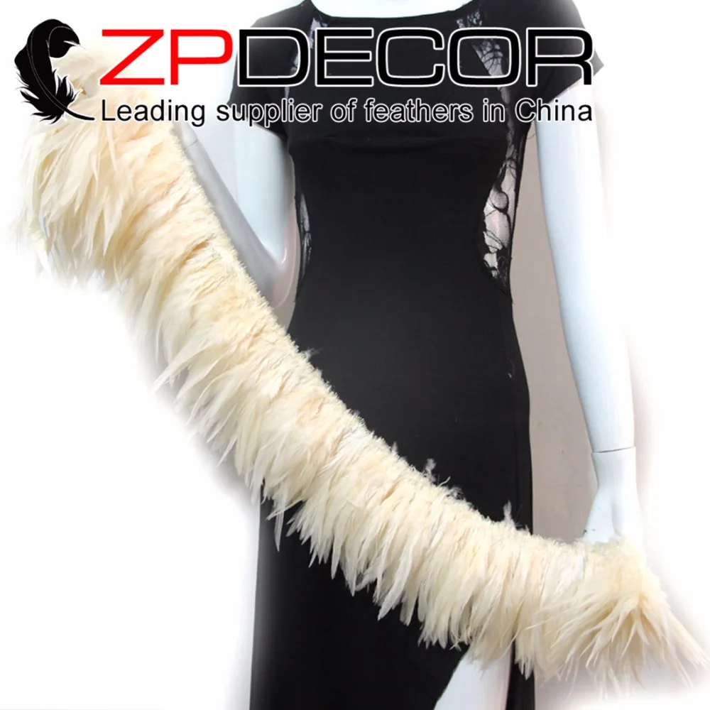 

ZPDECOR Feathers 4-6inch 700-800 pcs/bundle Fluffy Natrual Cream Rooster Saddle Feathers Strung For Wedding Decoration