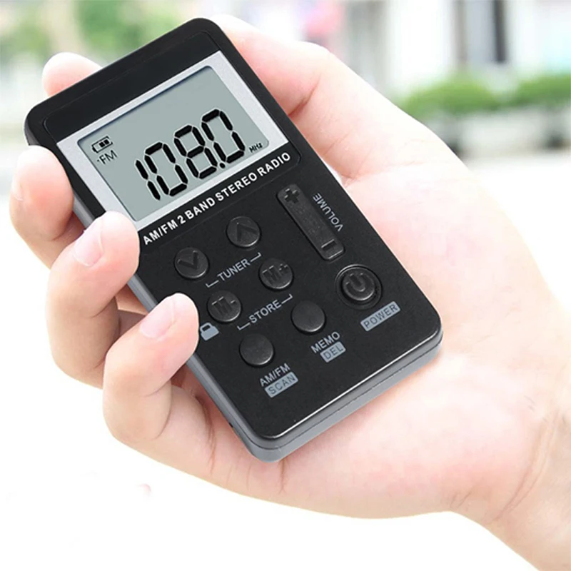 

AM FM Stereo Radio Portable Mini Digital Tuning USB FM Radio Digital Frequency With LCD Display Lanyard and Earphone