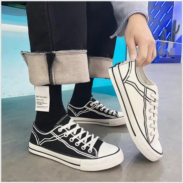 

Spring Fashion Men's Canvas Shoes Men Denim Lace Up Comfortable High Quality Vulcanized Shoes breathable Sneakers Flat JN-09