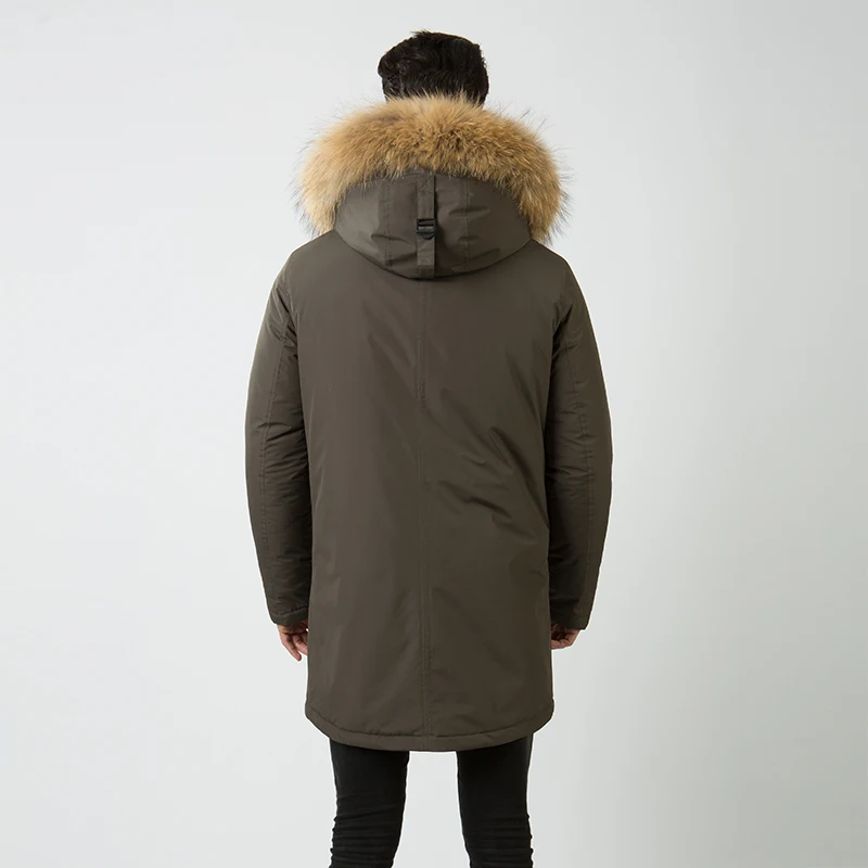  HERMZI 2019 New Men Winter Coat Cotton Padded Coat Long Jacket Mens Fur Parka Raccoon Fur Men Parka - 4000250518690
