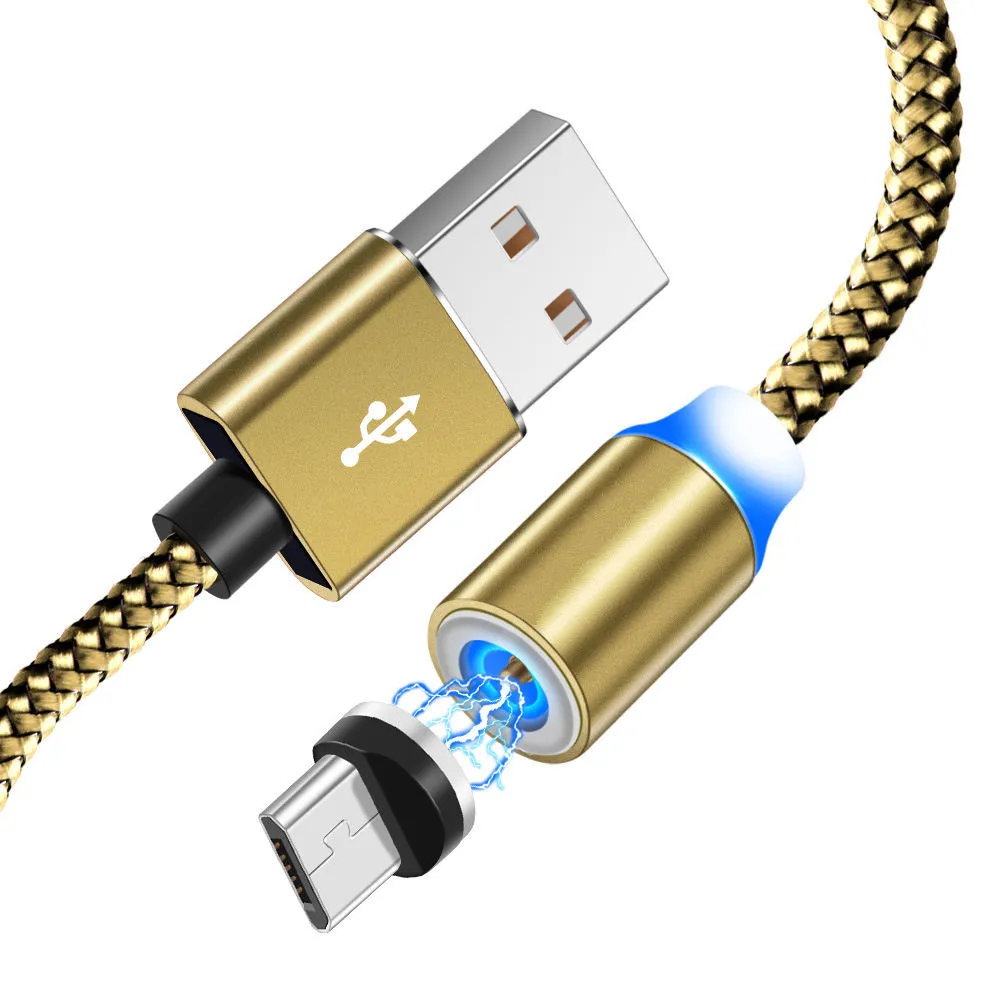 Micro USB кабель для передачи данных для samsung A7 A8 A9 A50 S7 S10 huawei P20 Lite P Smart Redmi type C с разъемом Магнитный Кабель зарядного устройства - Цвет: 1M gold cable