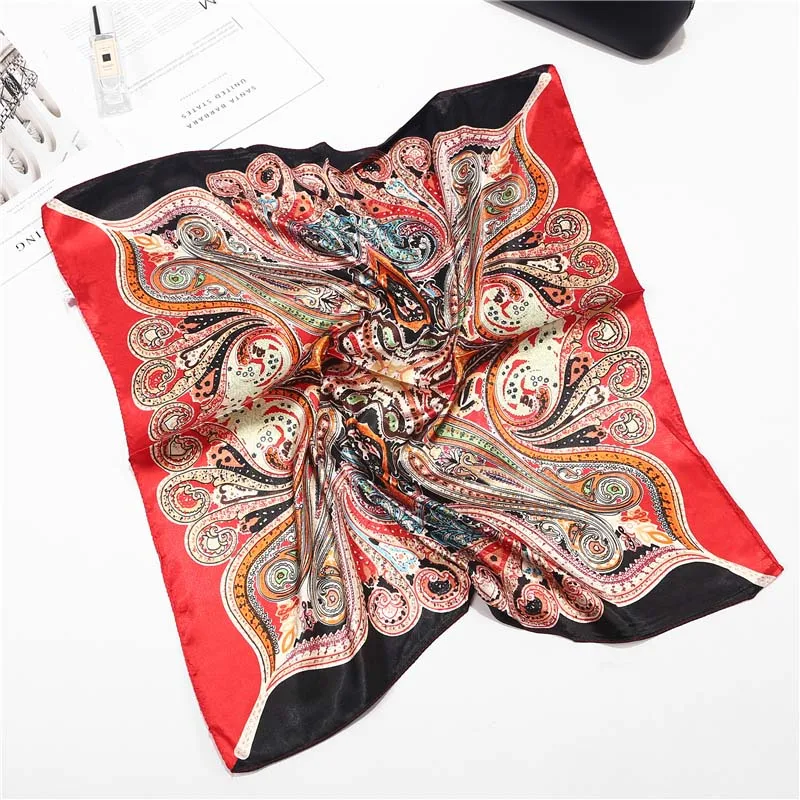 Корейский стиль 60*60 Элегантный женский квадратный шарф шелковая шаль атласный шарф простая повязка для волос модный квадратный шарф - Цвет: Color 1