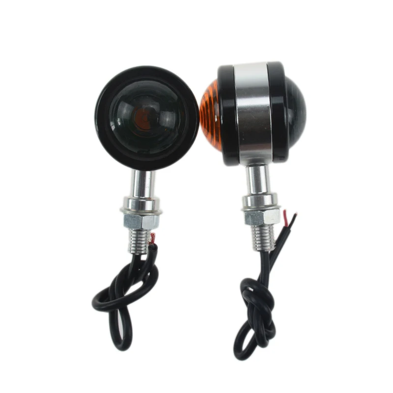 Universal Motorcycle Two Sides Round Led Turn Signal Indicator Amber Blinker Lights Cafe Racer