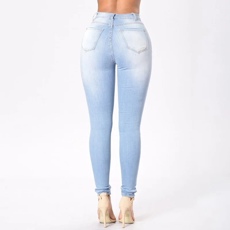Solid Skinny Jeans Woman High Waist Vintage Denim Pants Plus Size Push Up Trousers Bodycon Slim Pencil Pants
