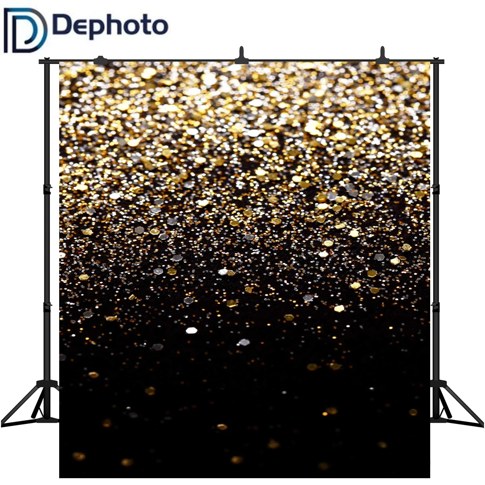 DePhoto Золотой блестящий блесток пятно боке черный фон для фотосъемки День