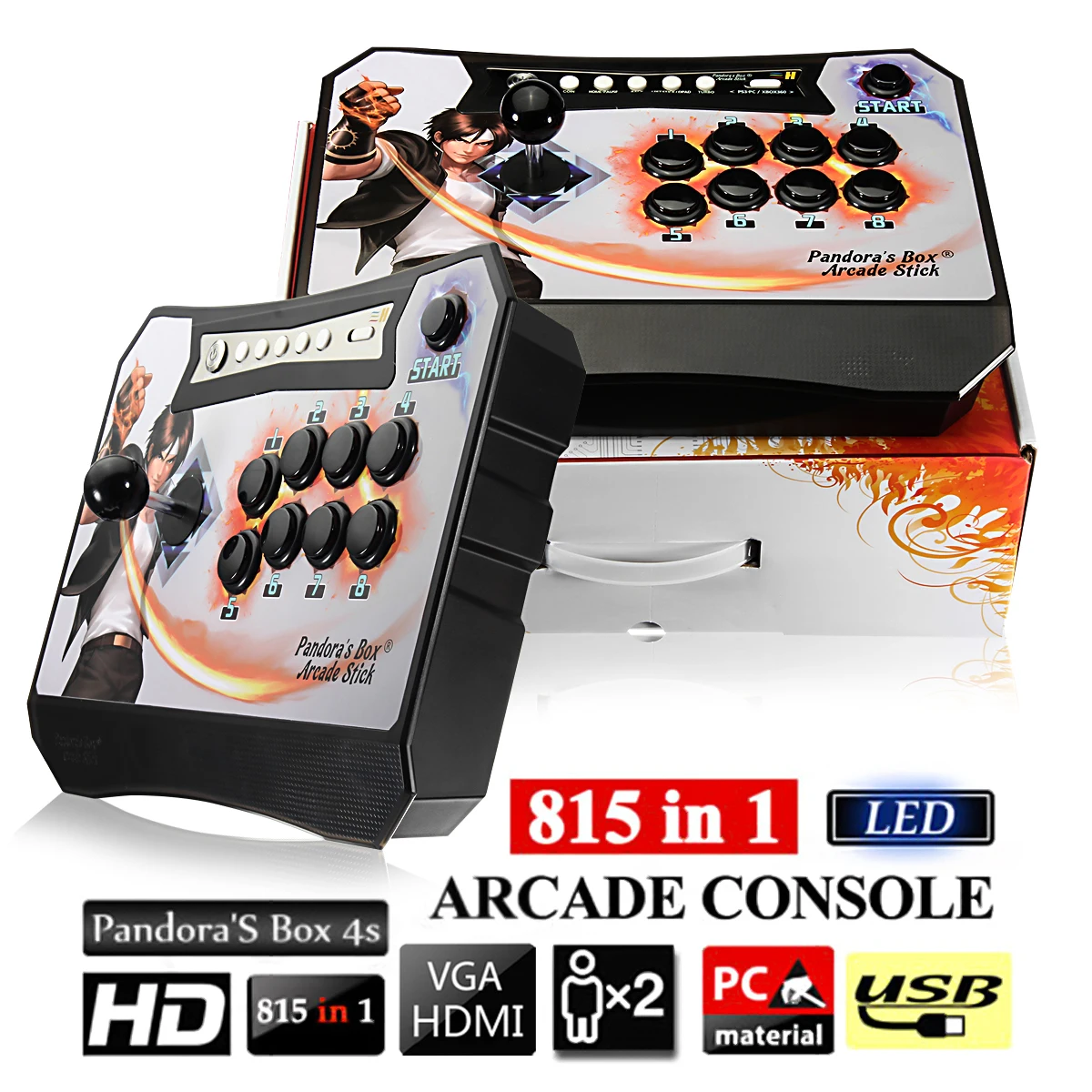 

Box 4S 815 in 1 Single Player Arcade Game Console with 2.4Ghz Wireless Controller HDMI /VGA Cable