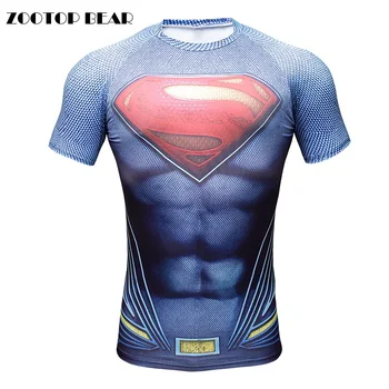 

2016 3D T-Shirt Men Superman Batman Men's Tops Compression Bodybuilding Funny Print Mens Tees Male Boy Camisetas ZOOTOP BEAR