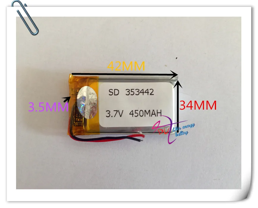 Wholesale 10 pcs 3.7V 450mAh 353442 Lithium Polymer LiPo Rechargeable Battery For Mp3 Mp4 PAD DVD DIY E-book bluetooth | Электроника