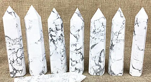 

3PC Natural howlite obelisk quartz crystal wand point healing 60-70mm