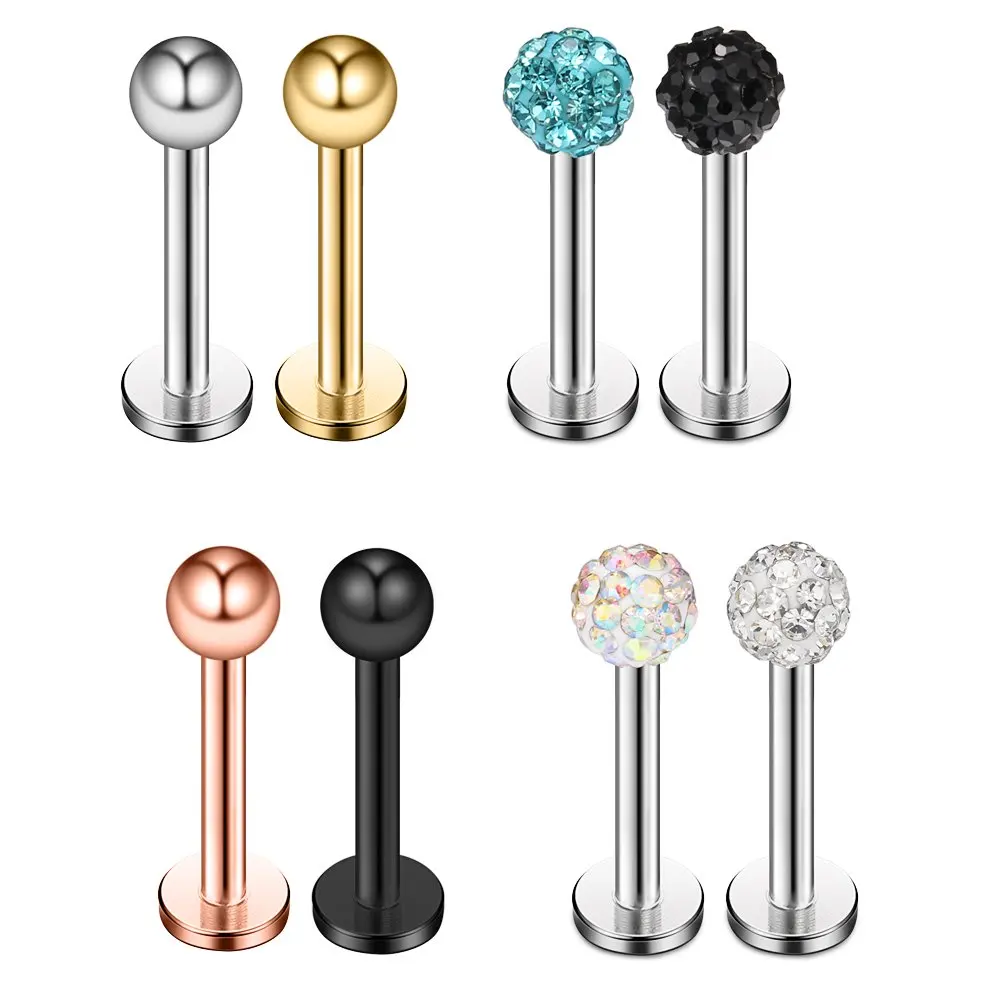

JFORYOU 8PCS 20G CZ Crystal & Ball Tiny Labret Monroe Lip Ring Tragus Helix Earring Stud Piercing Jewelry 6mm 8mm 10mm