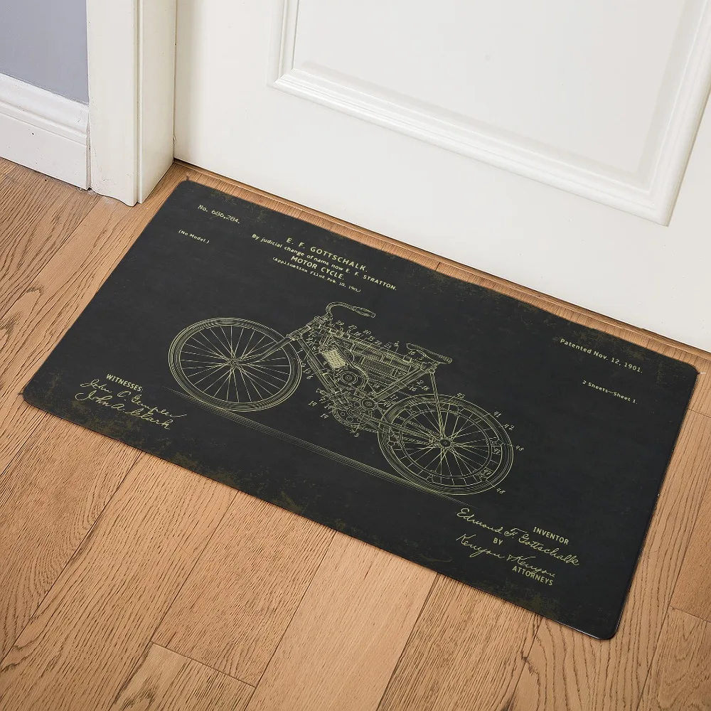 

Vintage Bicycle Welcome Front Door Mat Kitchen Rug Bathroom Mats Entrance Doormat Outdoor Carpet Non-slip Floor Mat Home Mats