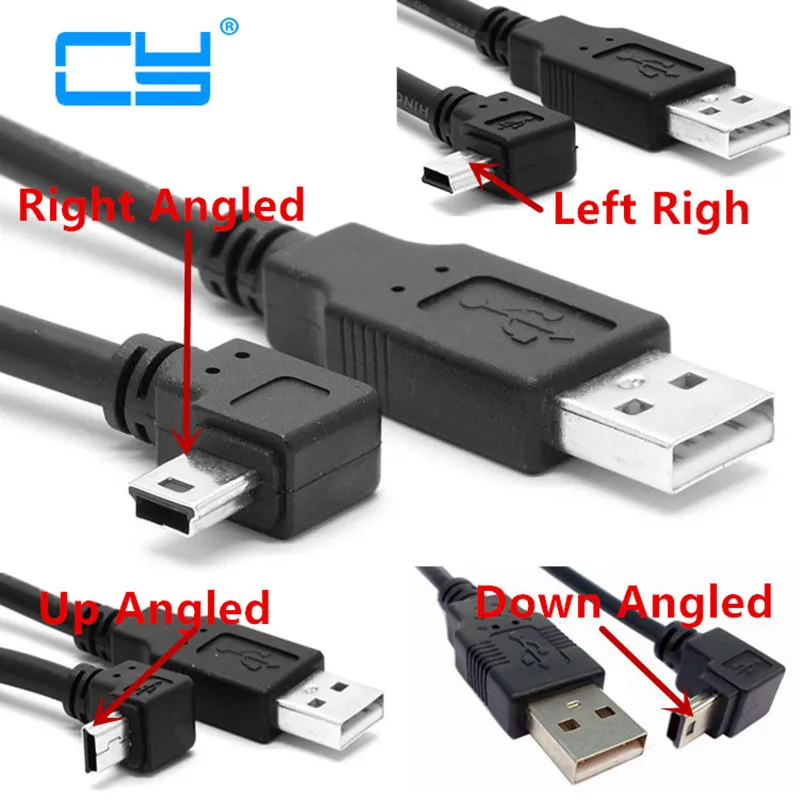 USB 2.0 A to Right Angle Mini-B Cable