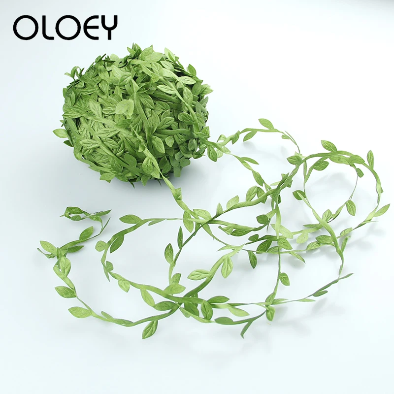 

20M Simulated Green Artificial Willow Leaves Family Wedding Party Decoration Wreath Plants Rattan Head Wreath Accessories