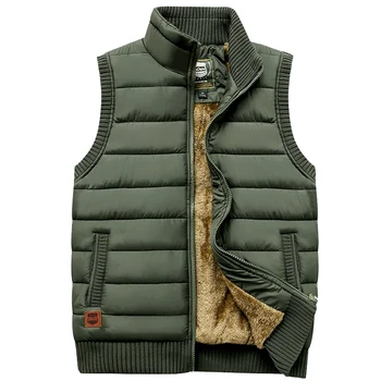 

BZBFSKY 2019 Newest Autumn Winter Men Coat Warm Sleeveless Jacket Casual Men Vest Coat Fleece Army Green Waistcoat Big Size 5XL