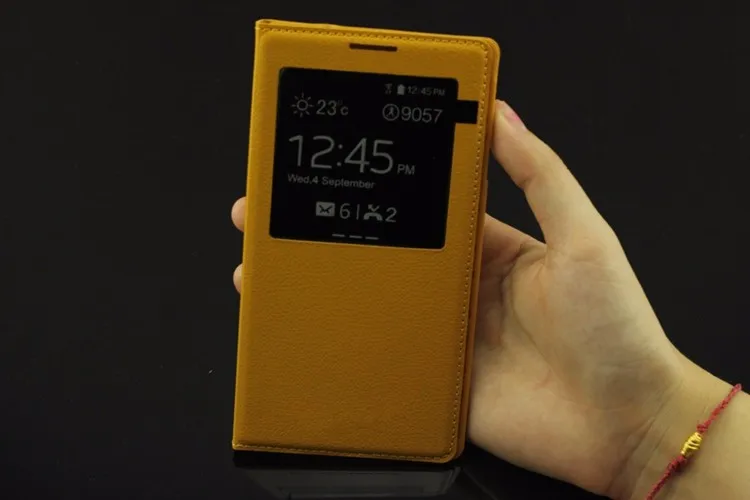 Auto Sleep Wake Flip Cover Smart Touch View Shell With Chip Original Leather Case For Samsung Galaxy Note 3 Note3 N9000 N9005 cute samsung phone case