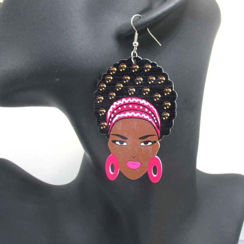 

Newest African Lady Women Wooden Earrings