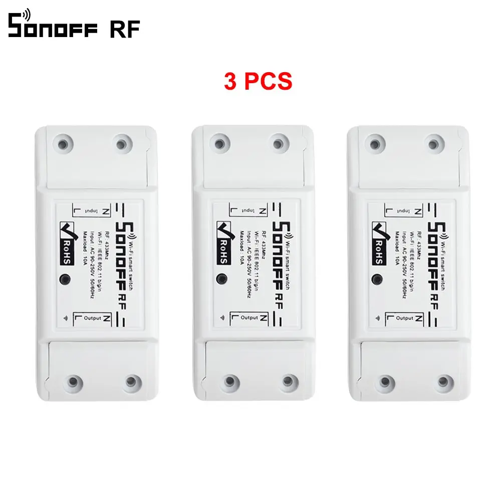 

3PCS SONOFF RF Wifi Wireless DIY Smart Switch Moudle Support APP/RF/Voice/LAN Control For Smart Home Works With 433MHz Remoter