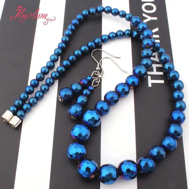 

Blue Round Faceted (No Magnetic) Hematite Natural Stone Beads For Lady Women Fashion Jewellery Necklace Earring Free Shipping