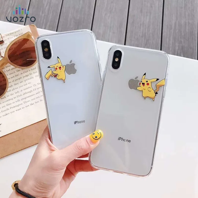 

VOZRO Cartoon Pokemon Pikachu Case For Iphone X Xs Xr Xs Max 6 6s 7 8 Plus Case Telephone Covers Accessories Bag