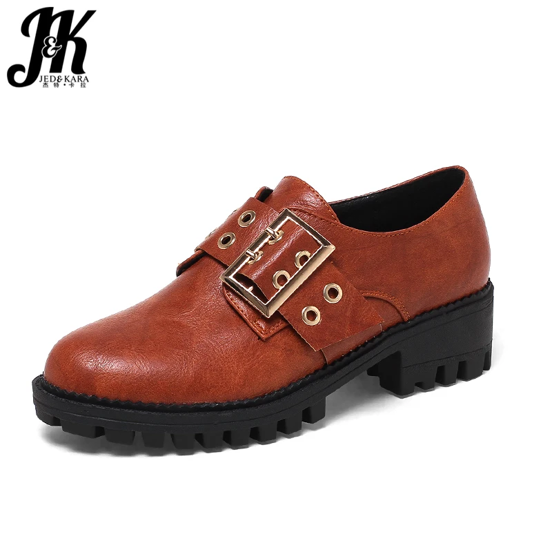 

JK Autumn High Heels Women Pumps Round Toe Platform Square Heels Metal Decoration Footwear Spring Fashion Casual Ladies Shoes