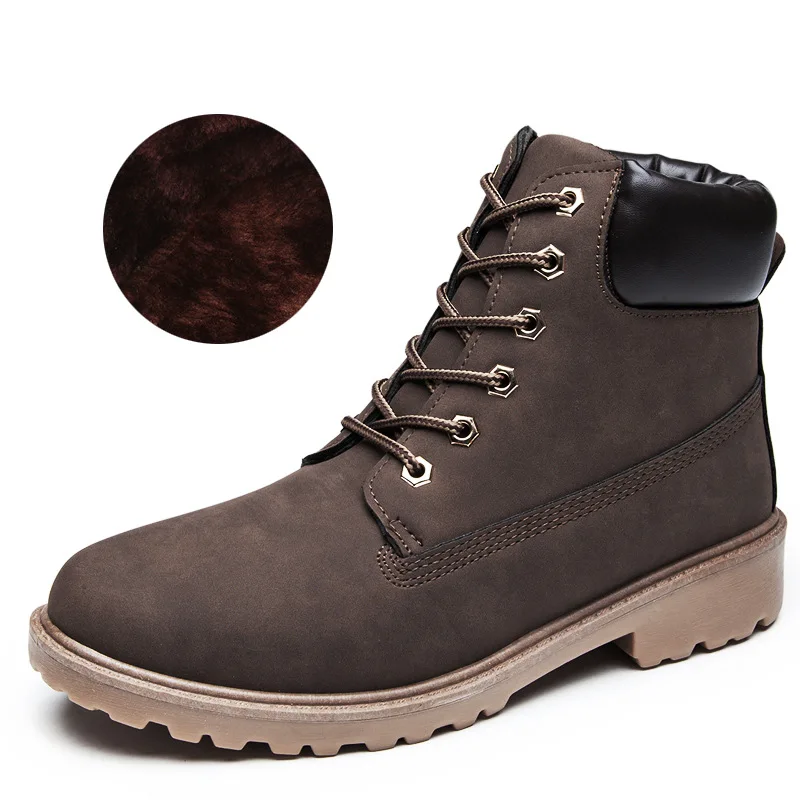 

Autumn Winter Men Boots PU Fabric Outdoor Snow Ankle Boots Male Lace Up Anti-slip Breathable British Martin Shoes Plus Size 46