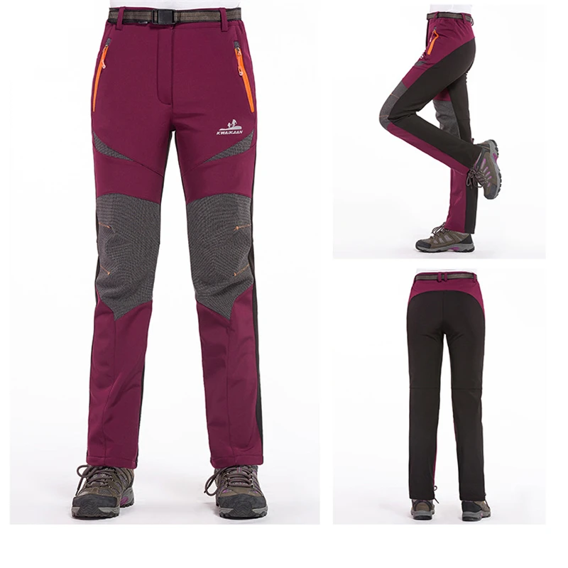 Las mujeres de lana gruesa Softshell pantalones pesca de Camping senderismo esquí Trekking pantalones impermeable Windstopper 2018 nuevo Pantolon