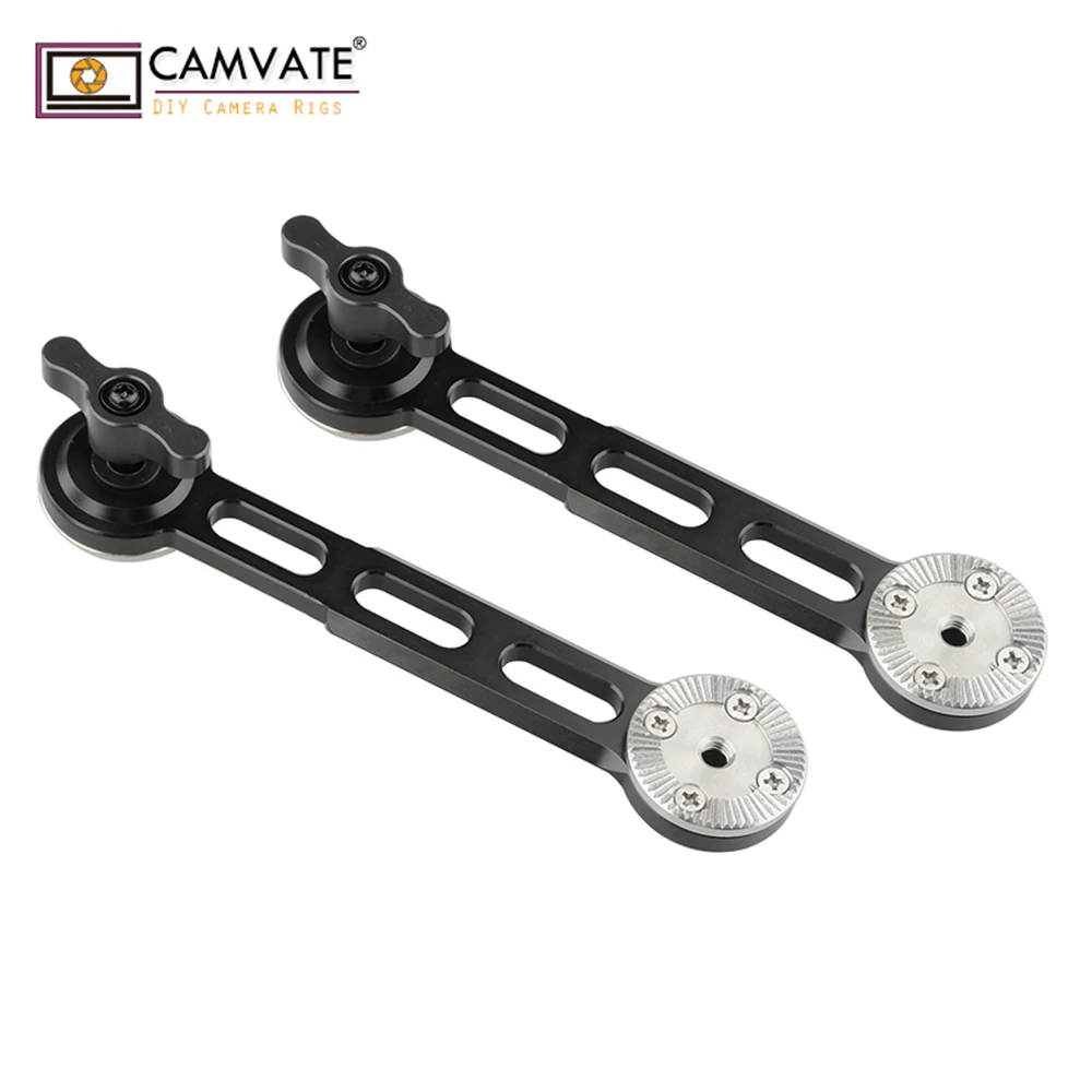

CAMVATE Nato Rail Rosette Extension Arm (Black Thumbscrew, 2 Pack) C1686 camera photography accessories