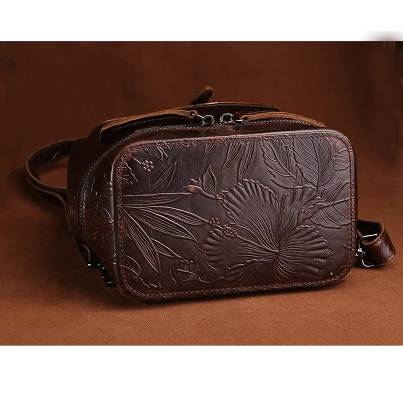 Женский ретро рюкзак из натуральной кожи с тиснением|designer ladies backpacks|ladies backpackladies