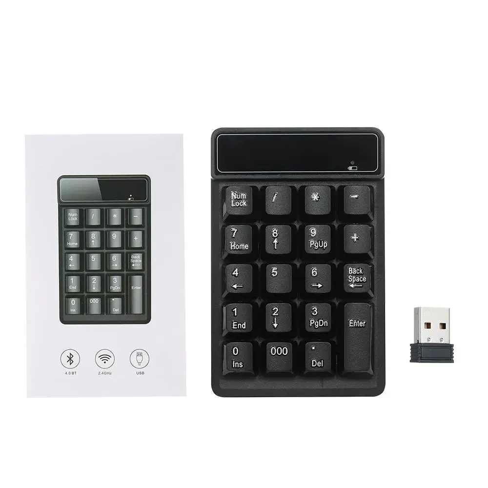 

BEESCLOVER 2.4G Wireless Low Noise Mini Numeric Keypad 19 Keys Waterproof Keyboard for iMac Android r20