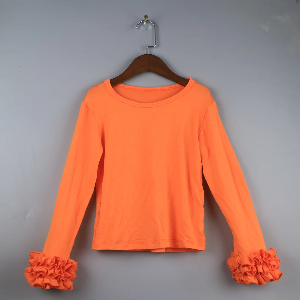 kids ruffle shirts autumn ruffle top girls shirts girl icing ruffle long sleeve orange T shirts
