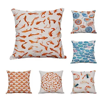 

Hoomall Goldfish Sushi Printed Home Cushion Cover Square Linen Fashion Throw Pillows Sofa Car Decorative Cushions Home Decor