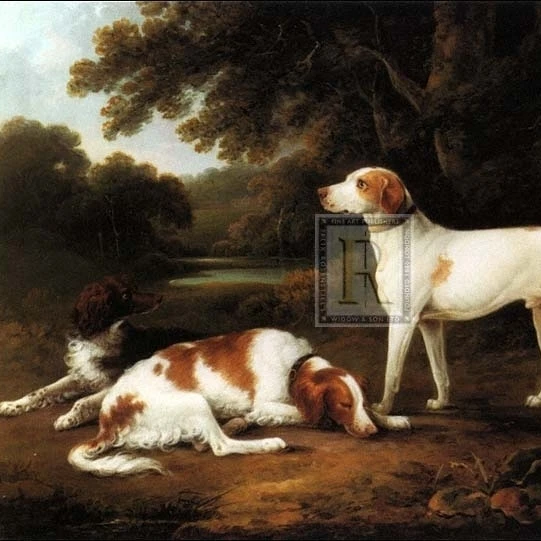 A Pointer and Two Spaniels in a Park Poster Print by Charles Henry Schwanfelder (31 x 24)