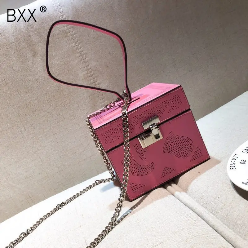 

[BXX] 2019 Spring Summer Woman New Stylish Yellow Color Box Shape Single Chain PU Leather Handbag All Match LM210