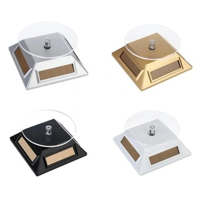 

Solar 360 degree Turntable Rotating Jewelry Display Plate Stand Lighting Power showcase watch displaying Tray Holder 30pcs/lot
