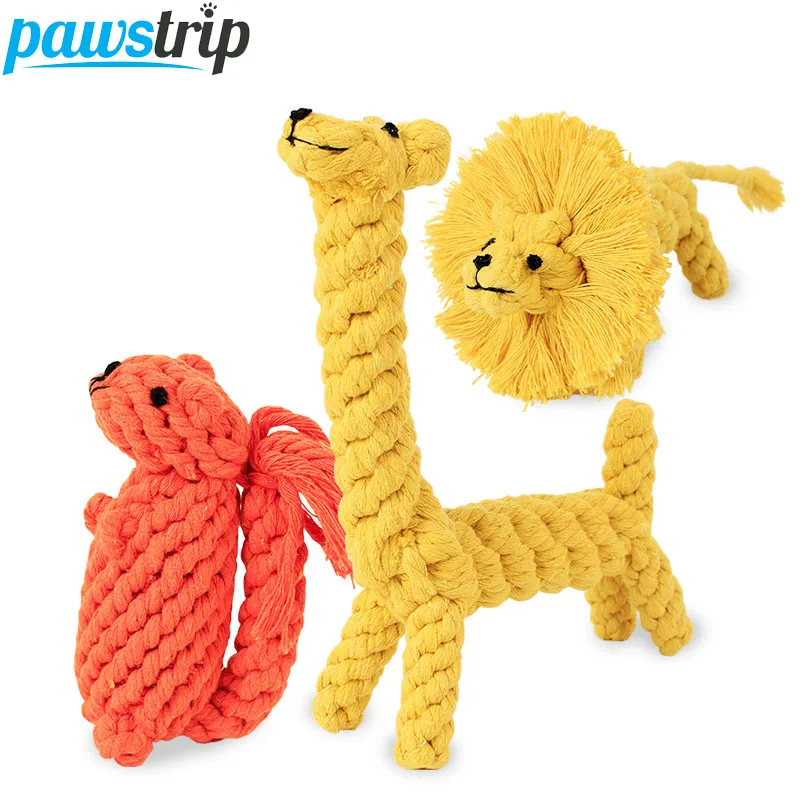 

1pc Cotton Rope Dog Toys Bite Resistant Cartoon Animal Design Puppy Chew Toys