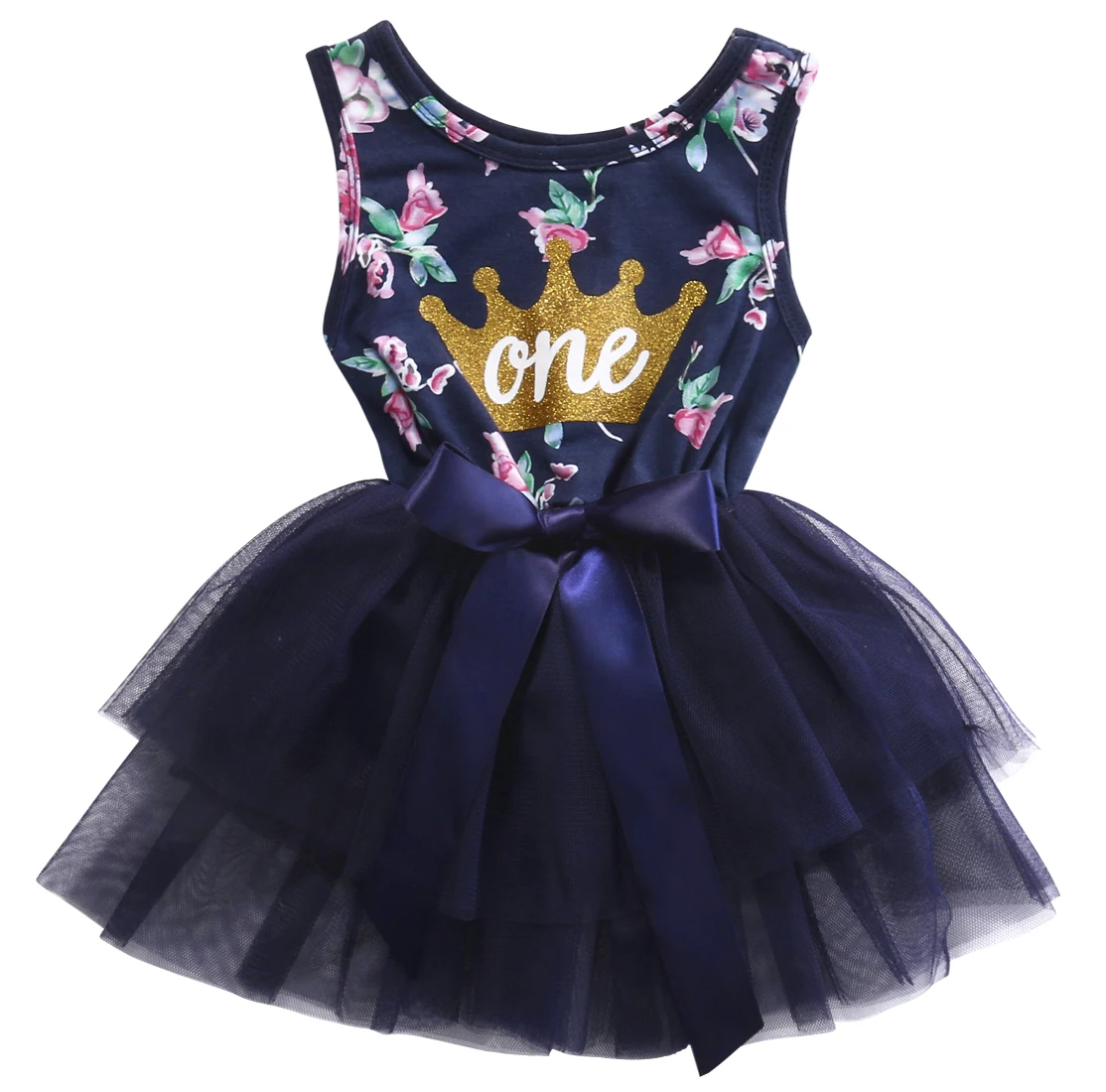 

Formal Blue One Lace Toddler Baby Girls Summer Ruffle Gown Tulle Party Dress Sundress 0-24M