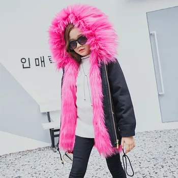

New Fashion children imitate fox fur Coat children's clothing Winter Cotton-Padded overcoat Zipper Hooded Overcoat